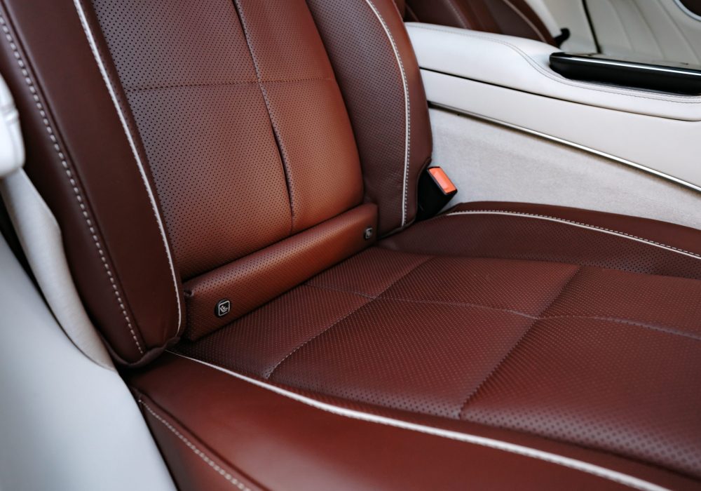 Interior details of prestige modern car with leather seats